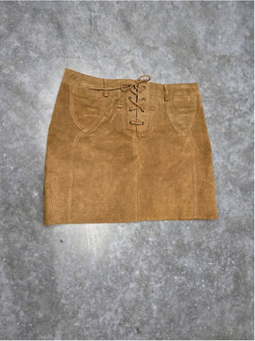 mdl Suede Mini Skirt Tan 8 Y2K Indie Sleaze Whimsigoth 70s Western Cowgirl Chic